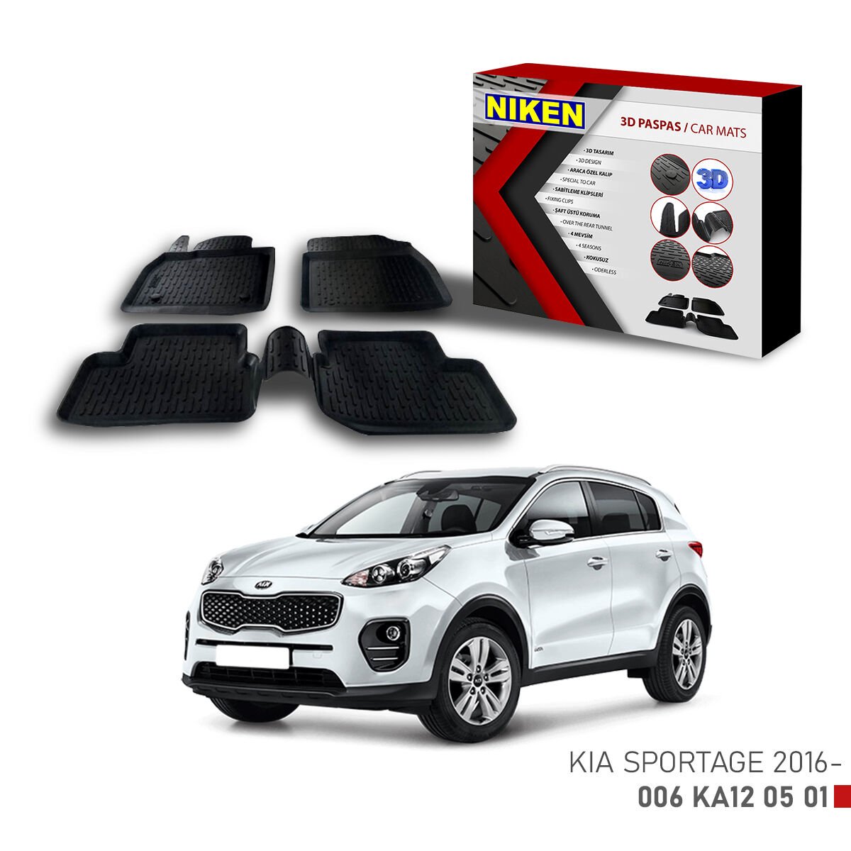 Kia Sportage 2016-3D Uyumlu Araca Özel Paspas – Dayanıklı ve Şık