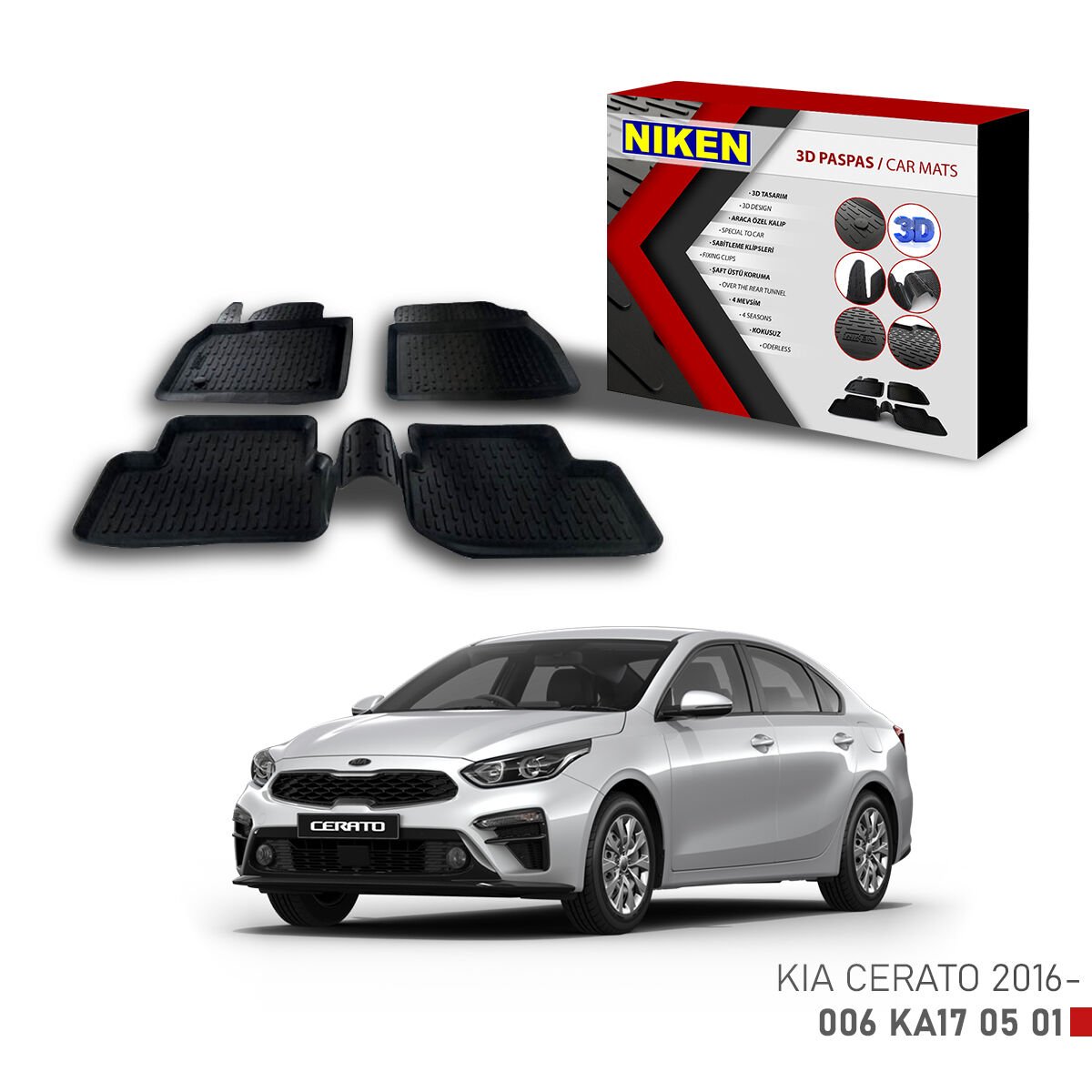 Kia Cerato 2016-3D Uyumlu Araca Özel Paspas – Dayanıklı ve Şık