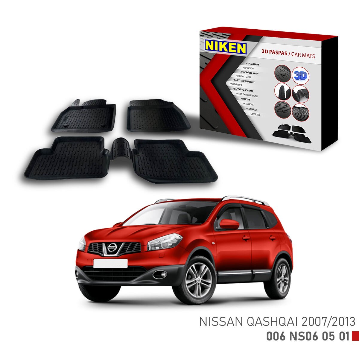 Nissan Qashqai 2007-2013-3D Uyumlu Araca Özel Paspas – Dayanıklı ve Şık