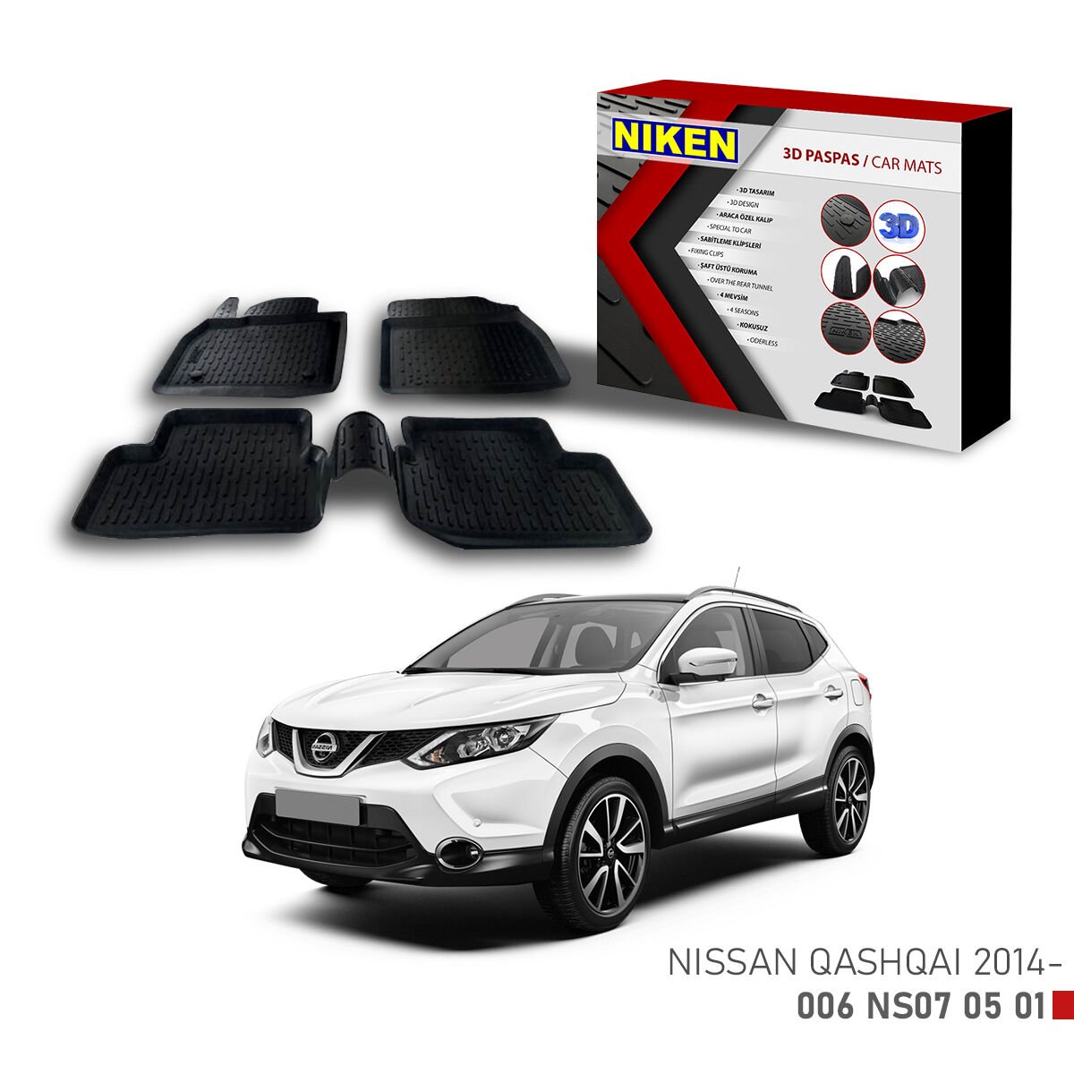 Nissan Qashqai 2014-3D Uyumlu Araca Özel Paspas – Dayanıklı ve Şık