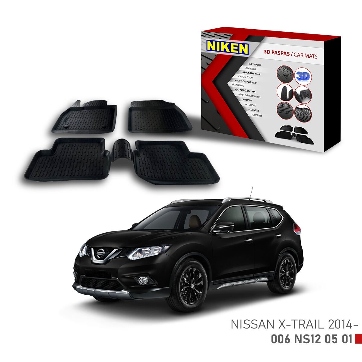 Nissan X-Trail 2014-3D Uyumlu Araca Özel Paspas – Dayanıklı ve Şık