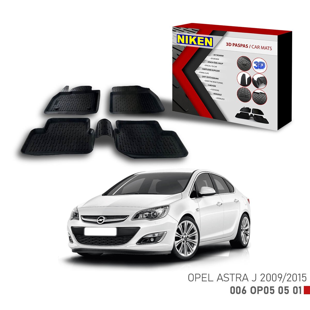 Opel Astra J 2009-2015-3D Uyumlu Araca Özel Paspas – Dayanıklı ve Şık