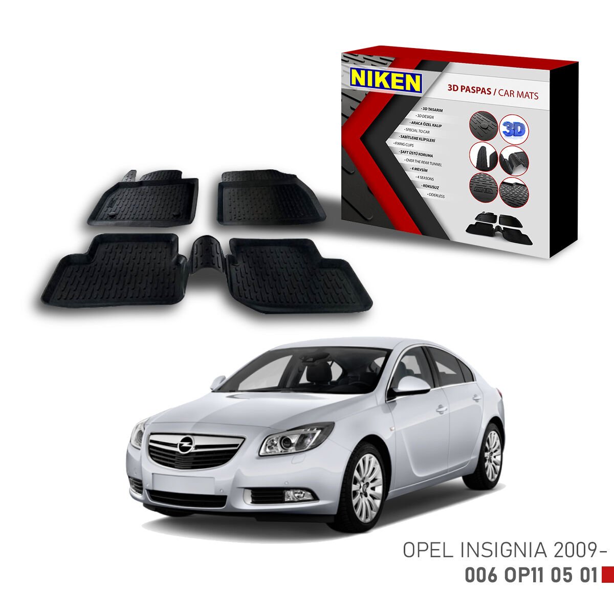 Opel Insignia 2009-3D Uyumlu Araca Özel Paspas – Dayanıklı ve Şık