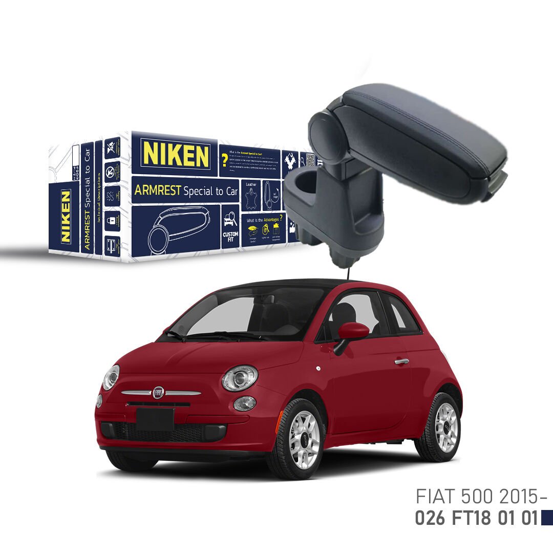 Fiat 500 Uyumlu Kol Dayama Siyah | Araca Özel Kolçak | Şık & Konforlu Orta Konsol Aksesuarı