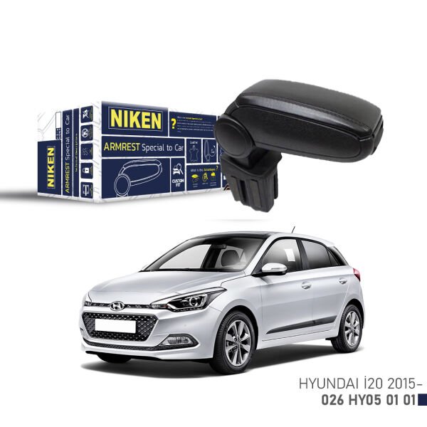 Hyundai i20 Uyumlu Kol Dayama Siyah | Araca Özel Kolçak | Orta Konsol Konfor Aksesuarı