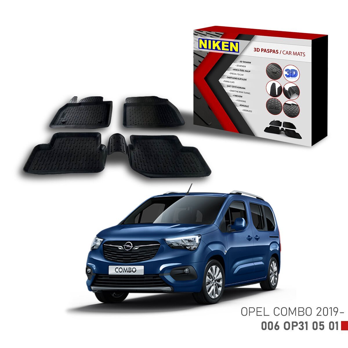 Opel Combo 2019-3D Uyumlu Araca Özel Paspas – Dayanıklı ve Şık