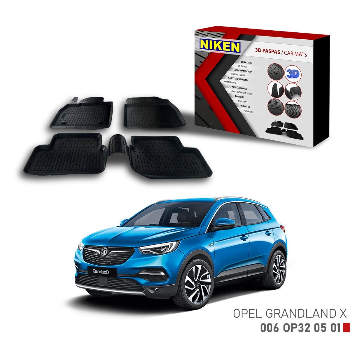 Opel Grandland X-3D Uyumlu Araca Özel Paspas – Dayanıklı ve Şık