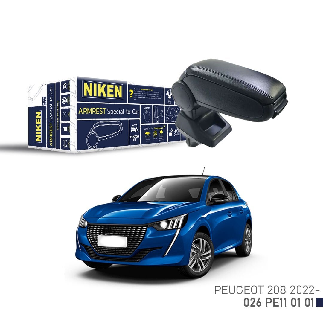 Peugeot 208 Uyumlu Kol Dayama Siyah | Araca Özel Kolçak | Yeni Kasa Orta Konsol Konfor Aksesuarı