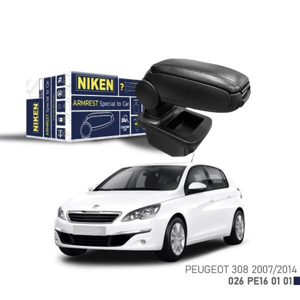 Peugeot 308 2007-2013 Uyumlu Kol Dayama Siyah | Araca Özel Kolçak | Orta Konsol Konfor Aksesuarı