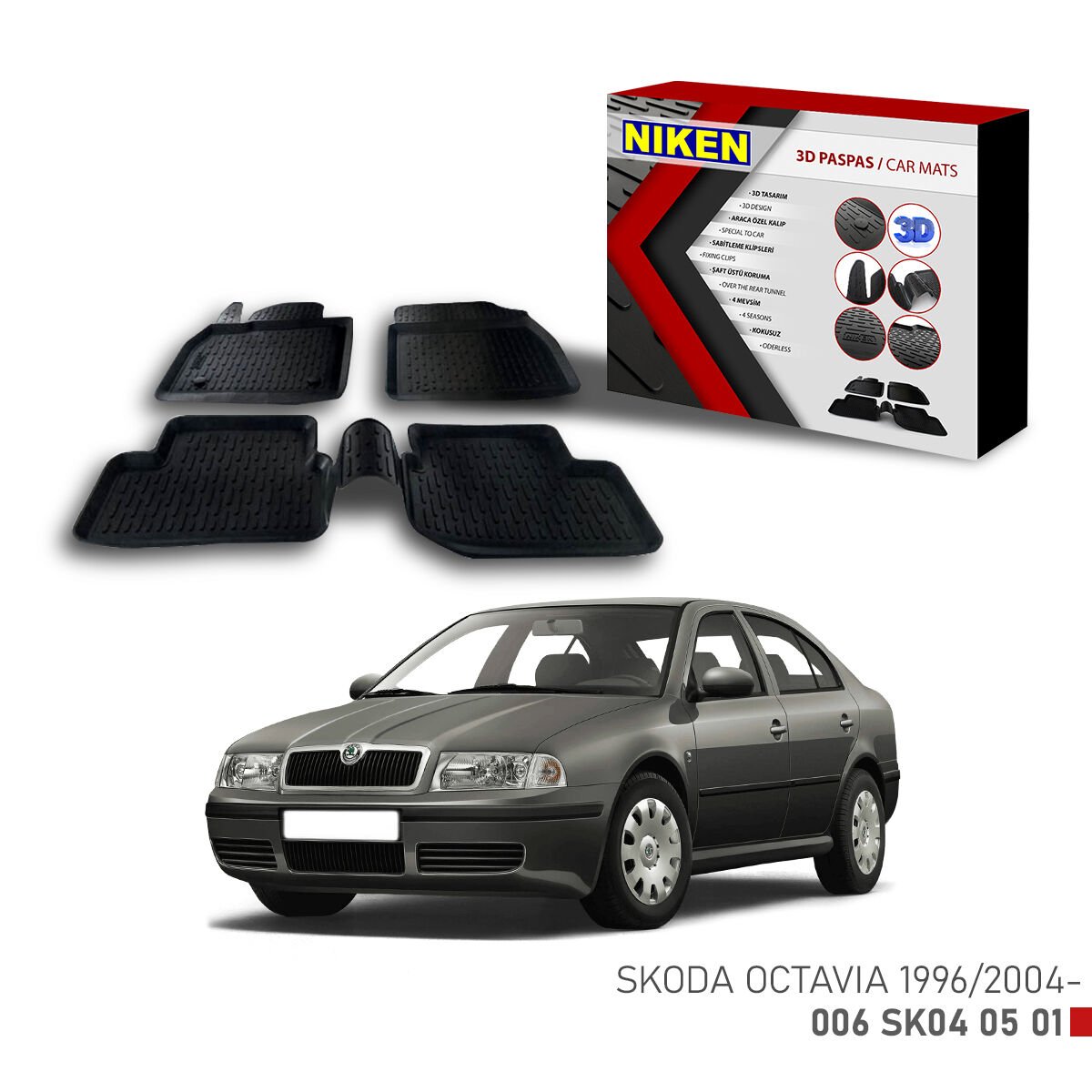 Skoda Octavia 1996-2004 3D Paspas – Araca Özel Tam Uyumlu Dayanıklı Paspas