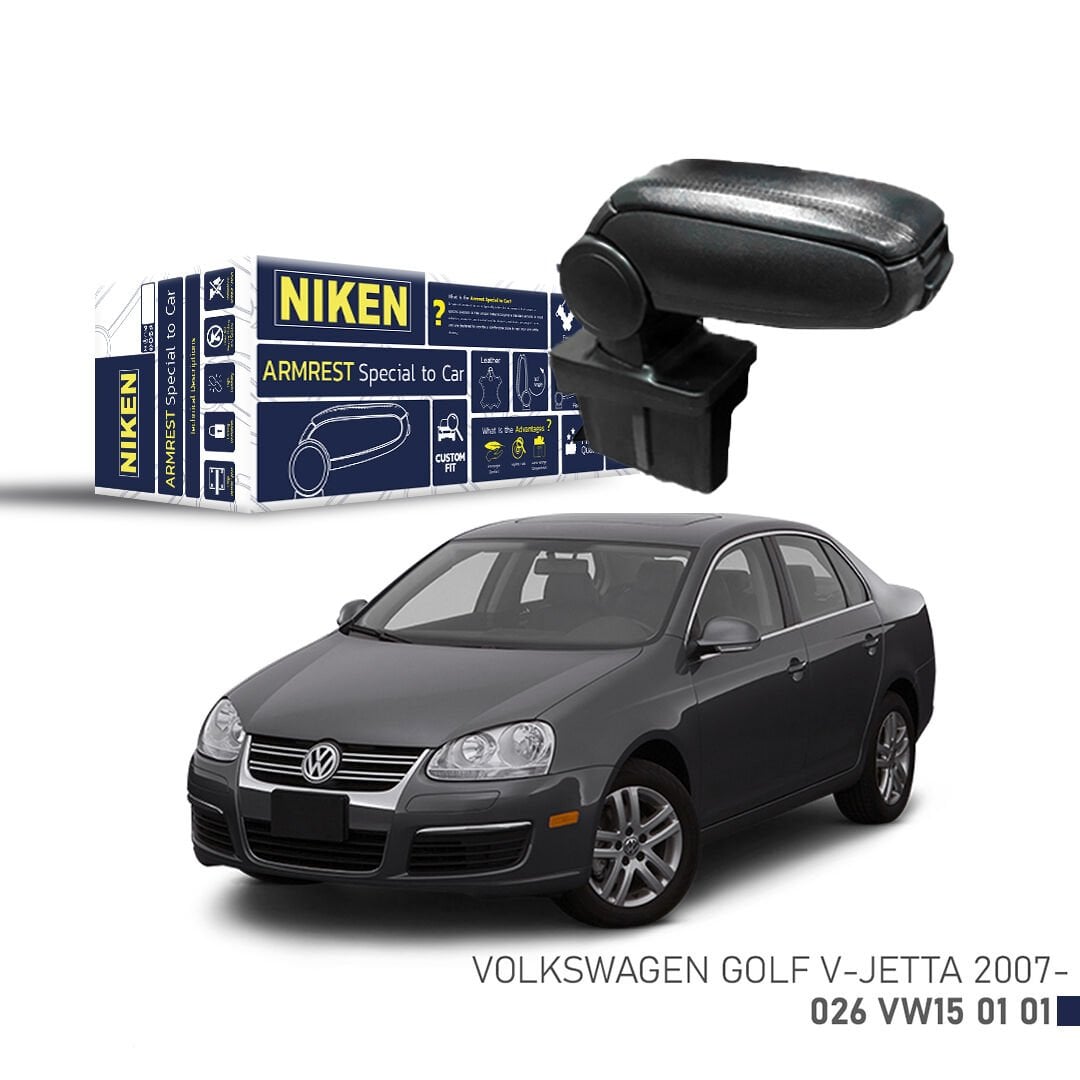 Volkswagen Golf V & Volkswagen Jetta 2007- ve Sonrası Uyumlu Kol Dayama Siyah | Araca Özel Kolçak | Orta Konsol Konfor Aksesuarı