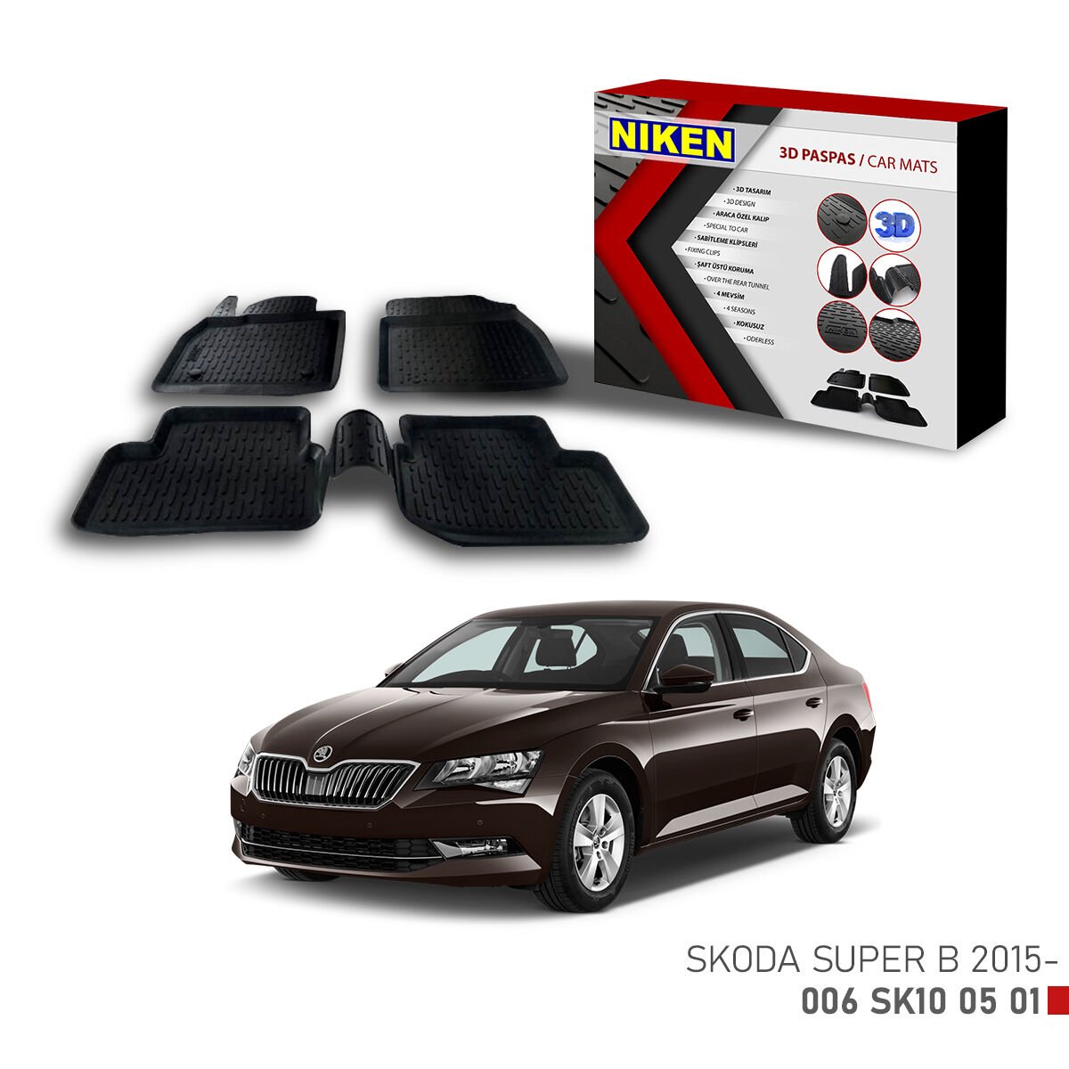 Skoda Superb 2015 3D Paspas – Araca Özel Tam Uyumlu Dayanıklı Paspas
