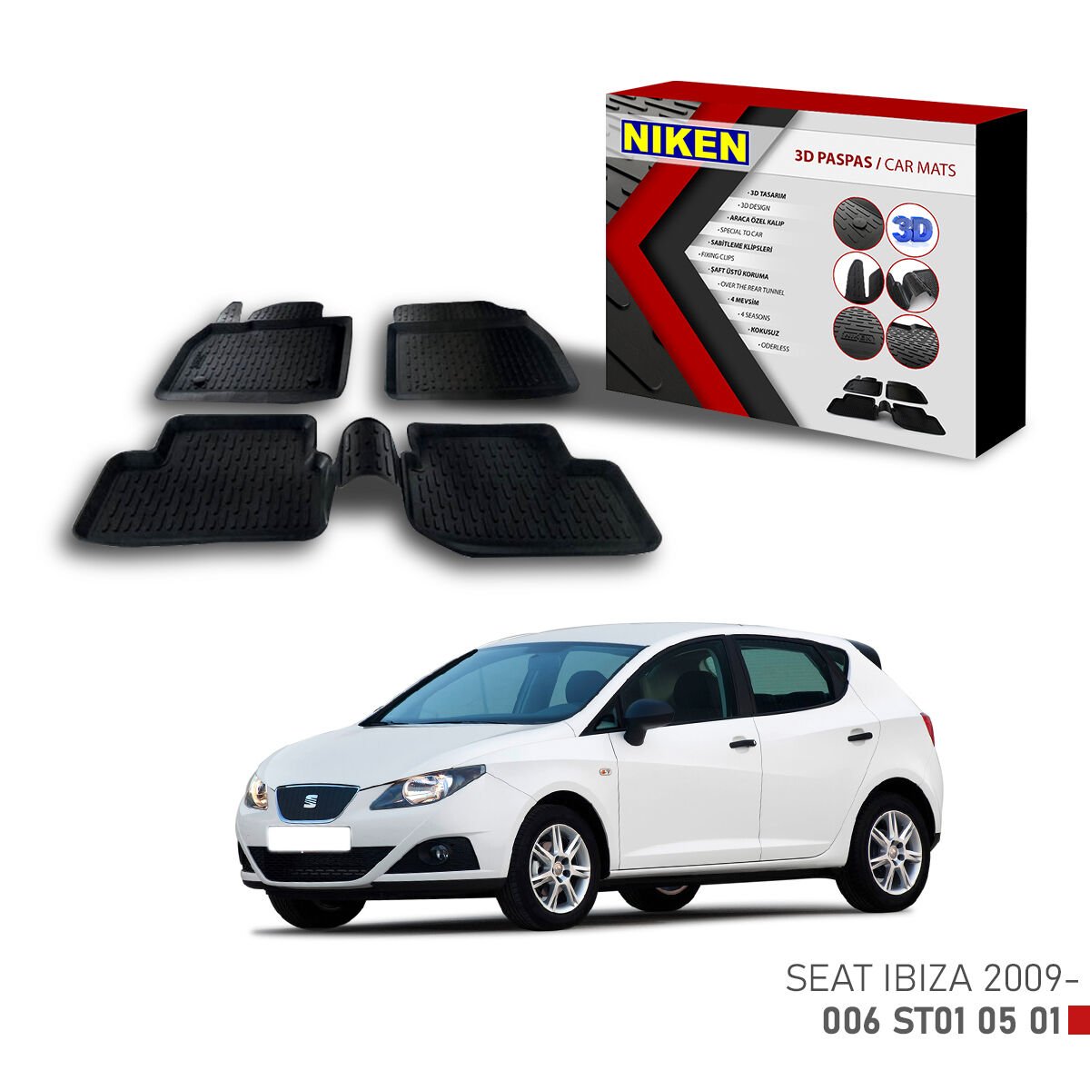 Seat Ibiza 2009 3D Paspas – Araca Özel Dayanıklı ve Şık