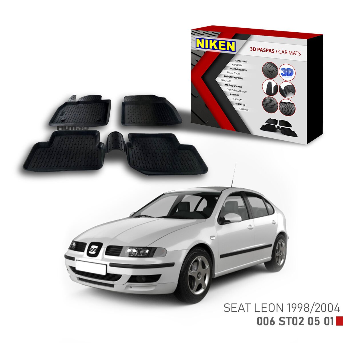 Seat Leon 1998-2004 3D Paspas – Araca Özel Dayanıklı ve Şık