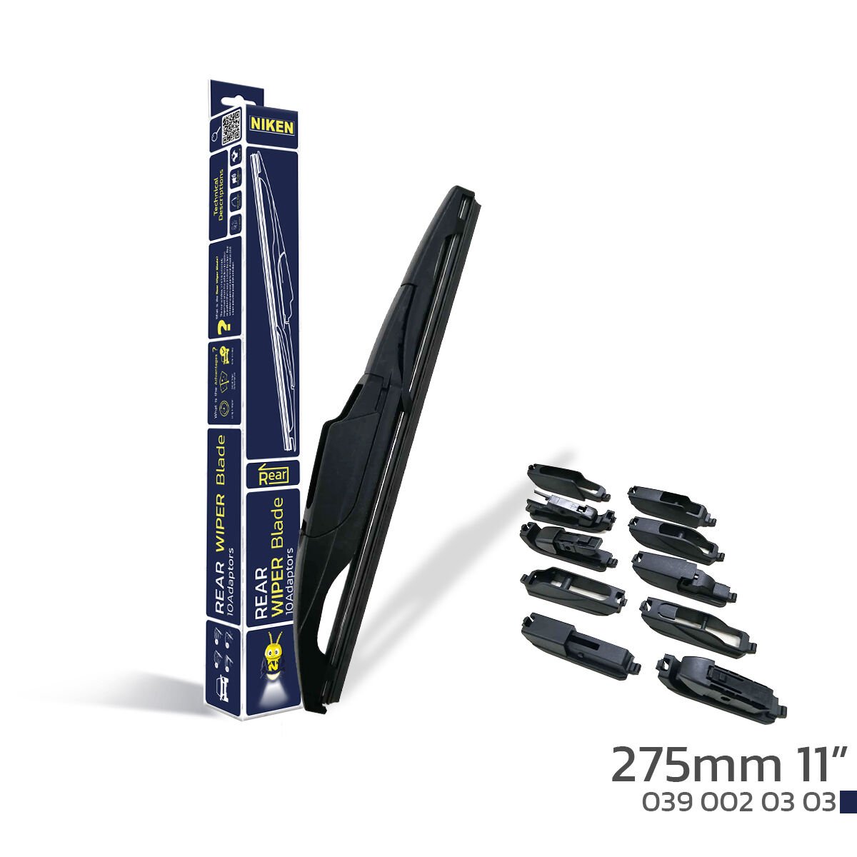 Niken 275mm 11” 10 Aparatlı Universal Arka Silecek Süpürgesi | Muz Tipi Sessiz Arka Cam Sileceği