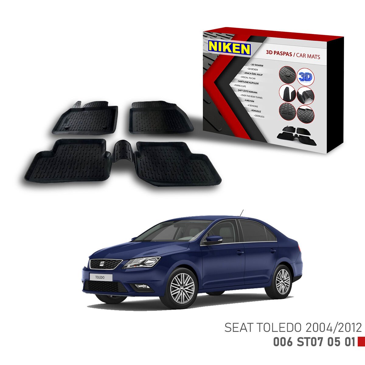 Seat Toledo 2004-2012 3D Paspas – Araca Özel Dayanıklı ve Şık