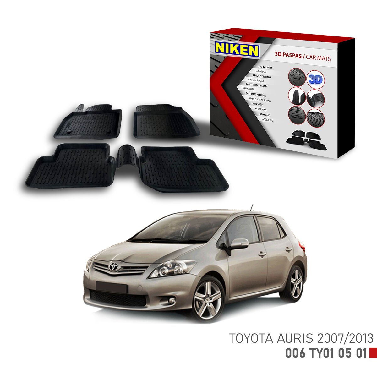 Toyota Auris 2007-2013 3D Paspas – Araca Özel Dayanıklı ve Şık