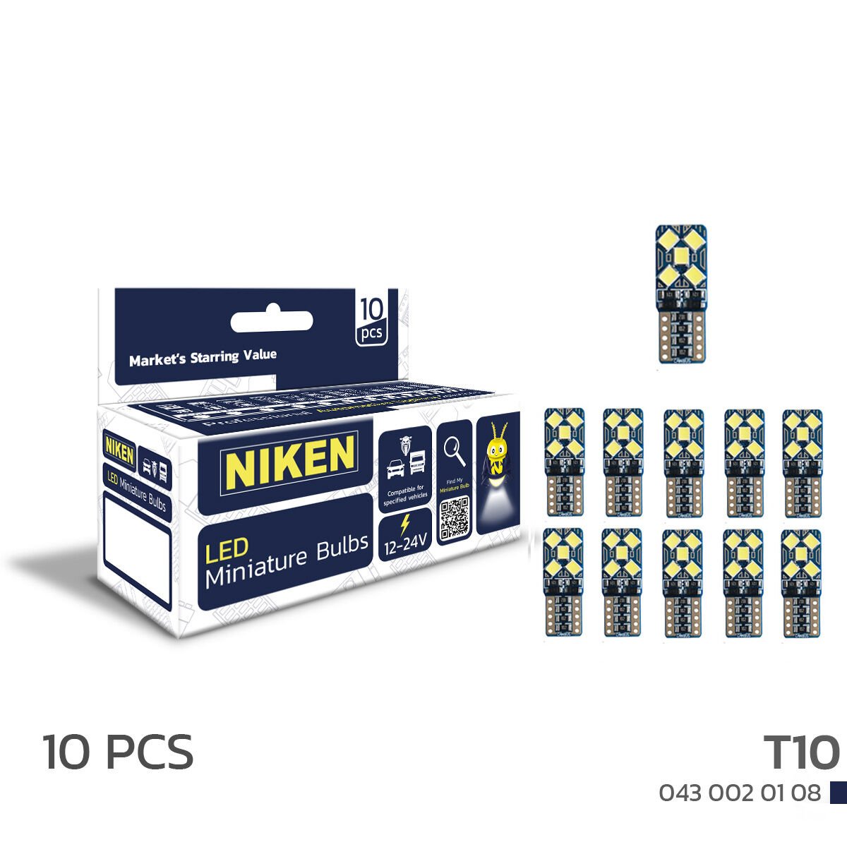 LED Ampul T10 Canbus Park Ledi 10 Ledli (10’lu Set) | Beyaz Hatasız Araç Park Ampulü