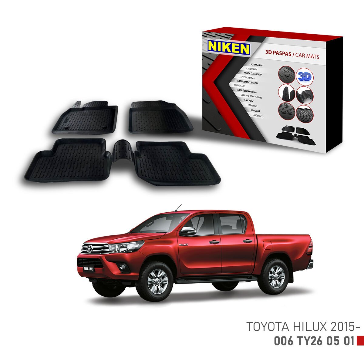 Toyota Hilux 2015 3D Paspas – Araca Özel Dayanıklı ve Şık