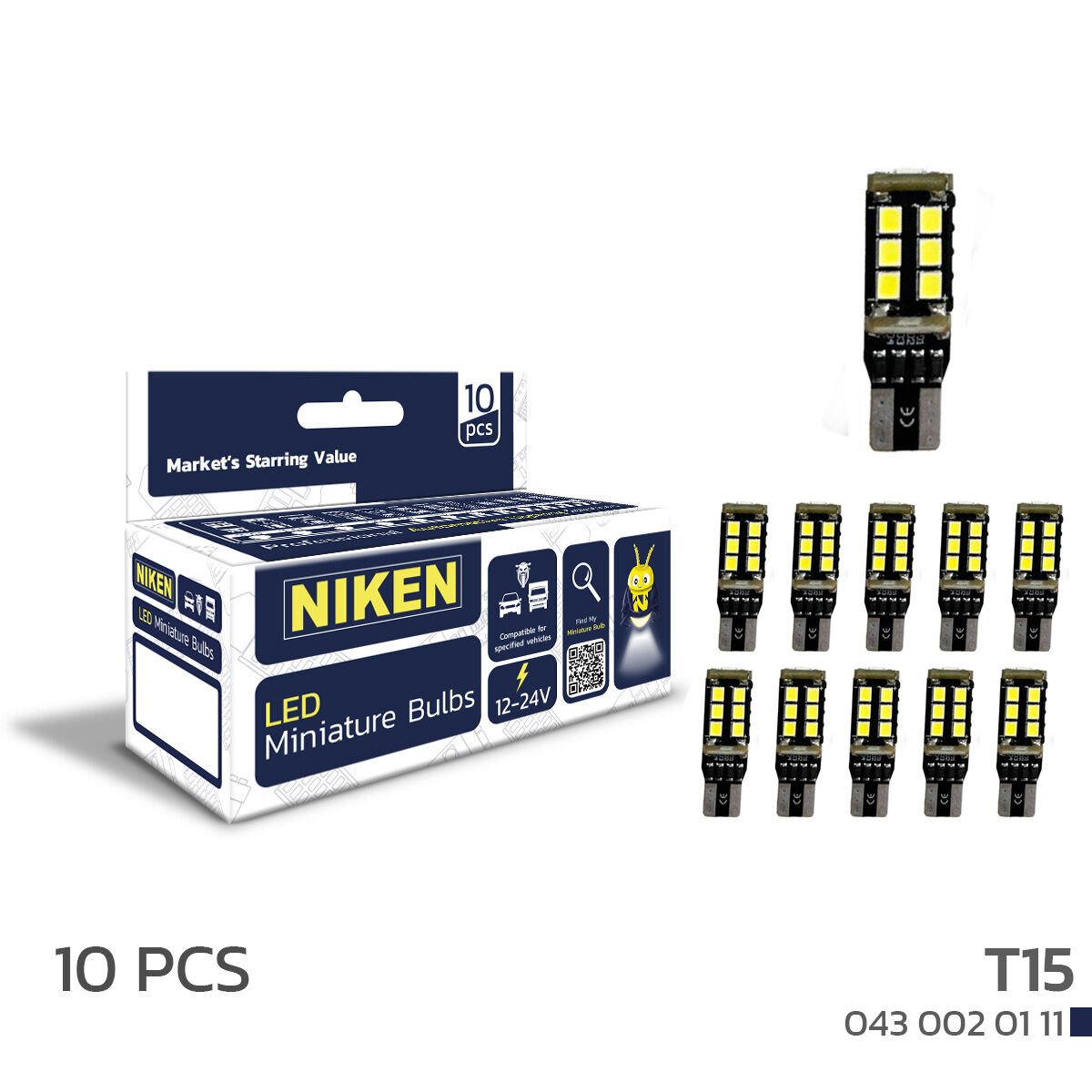 LED Ampul T15 Canbus Park Ledi 15 Ledli (10’lu Set) | Beyaz Hatasız Araç LED Ampulü