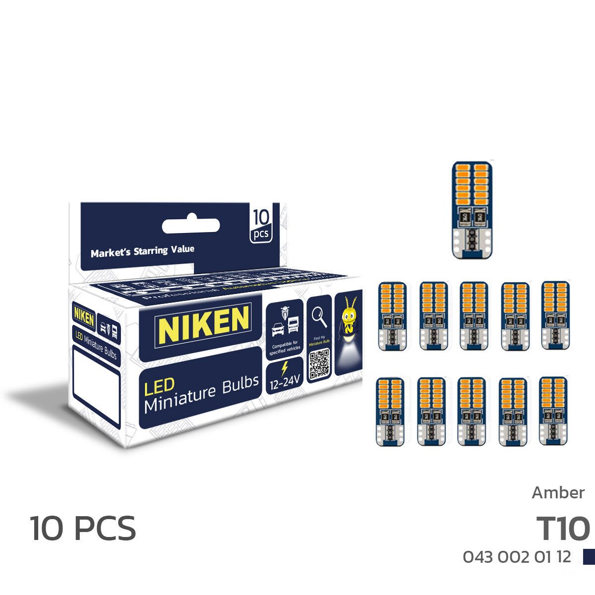 LED Ampul T10 Canbus Park Ledi 24 Ledli Turuncu (10’lu Set) | Hatasız Turuncu LED Ampul