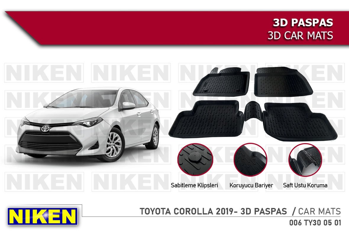 Toyota Corolla 2019 3D Paspas – Araca Özel Dayanıklı ve Şık