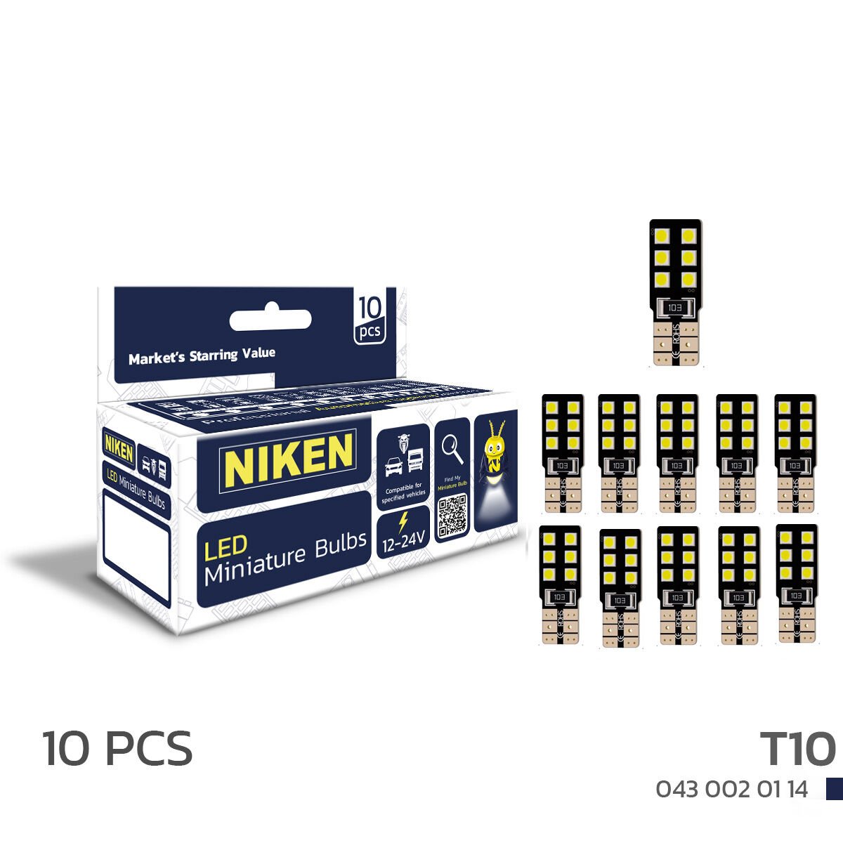 LED Ampul T10 Canbus Park Ledi 12 Ledli (10’lu Set) | Beyaz Hatasız Araç LED Park Ampulü