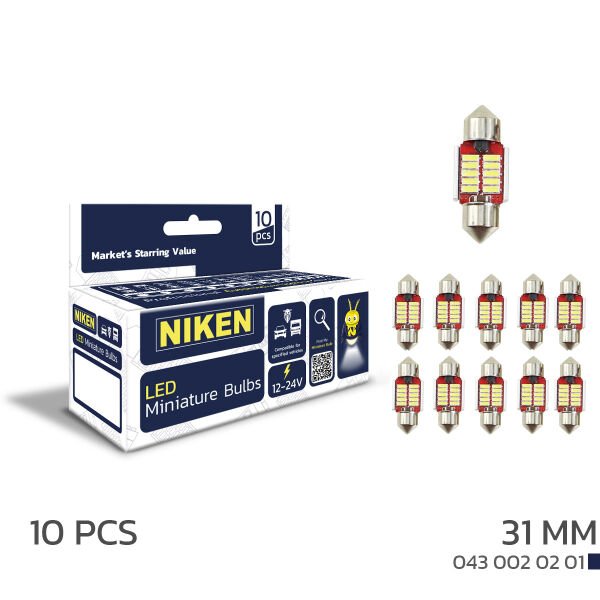 LED Sofit Canbus LED 31mm (10’lu Set) | Beyaz Hatasız Araç İç Aydınlatma Ampulü