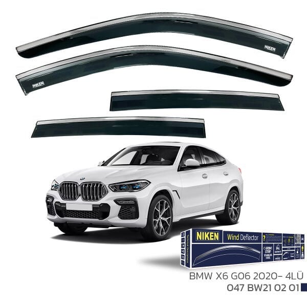 BMW X6 G06 2020- Kromlu Cam Rüzgarlığı 4’lü Set | Yan Cam Rüzgar Kesici Deflektör