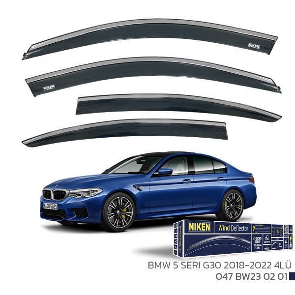 BMW 5 Series G30 2018-2022 Kromlu Cam Rüzgarlığı 4’lü Set | Yan Cam Rüzgar Kesici Deflektör