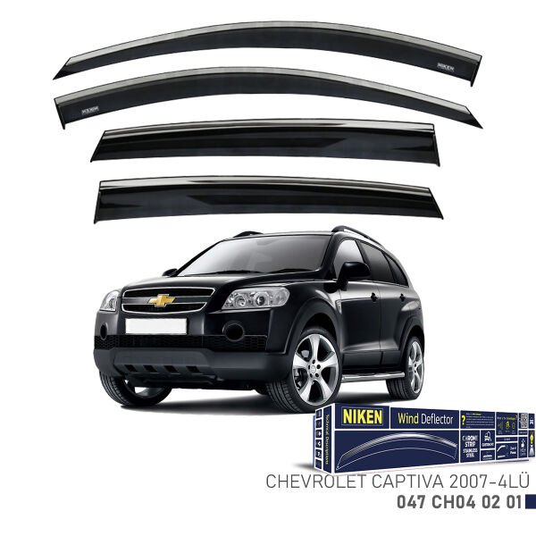 Chevrolet Captiva 2007- Kromlu Cam Rüzgarlığı 4’lü Set | Yan Cam Rüzgar Kesici Deflektör