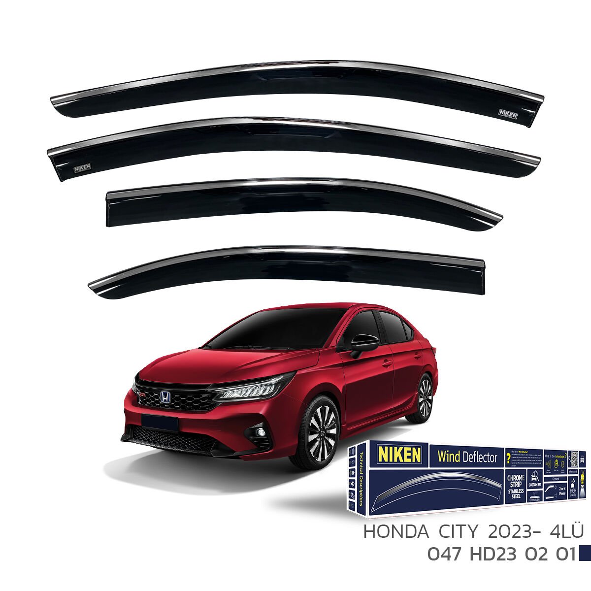 Honda City 2021- Kromlu Cam Rüzgarlığı 4’lü Set | Yan Cam Rüzgar Kesici Deflektör