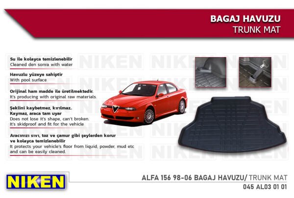 Alfa 156 1998-2006 Bagaj Havuzu – Araca Özel Dayanıklı Koruma