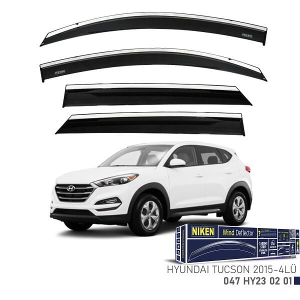 Hyundai Tucson 2015- Kromlu Cam Rüzgarlığı 4’lü Set | Yan Cam Rüzgar Kesici Deflektör