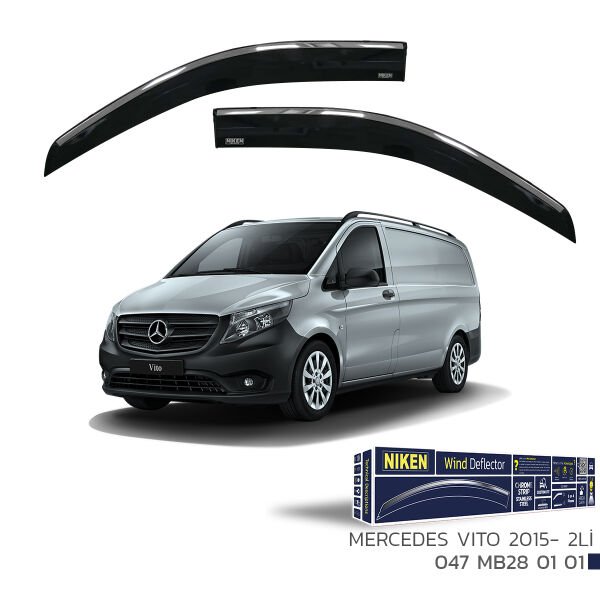 Mercedes-Benz Vito 2015- Kromlu Cam Rüzgarlığı 2’li Set | Ön Yan Cam Rüzgar Kesici Deflektör