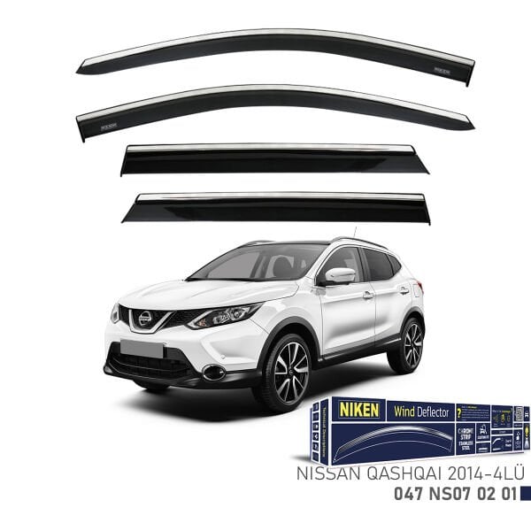Nissan Qashqai 2014- Kromlu Cam Rüzgarlığı 4’lü Set | Yan Cam Rüzgar Kesici Deflektör