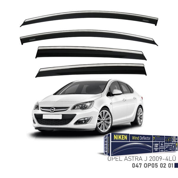 Opel Astra J 2009- Kromlu Cam Rüzgarlığı 4’lü Set | Yan Cam Rüzgar Kesici Deflektör