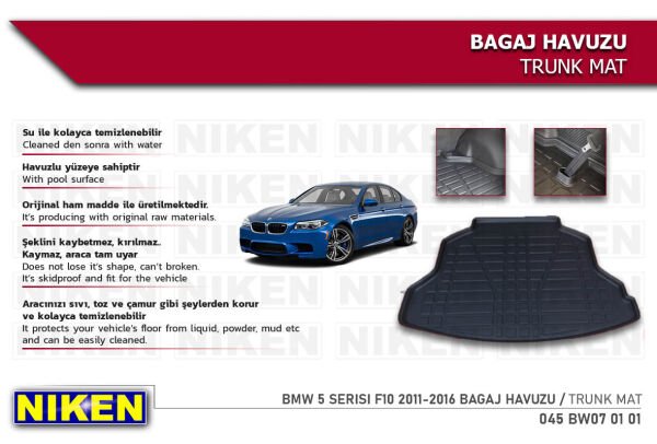 BMW 5 Serisi F10 2011-2016 Bagaj Havuzu – Araca Özel Dayanıklı Koruma
