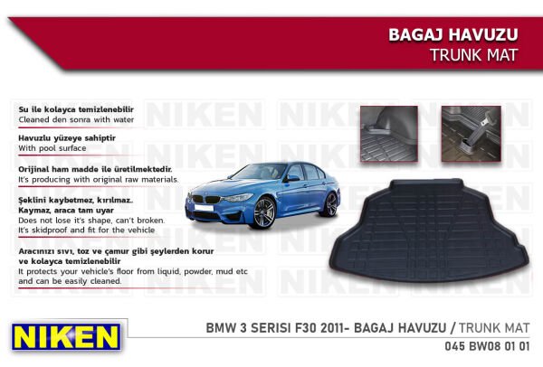 BMW 3 Serisi F30 2011- Bagaj Havuzu – Araca Özel Dayanıklı Koruma