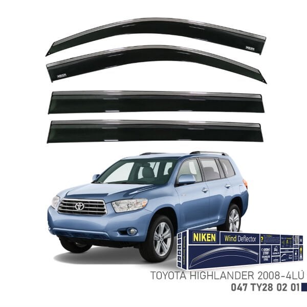 Toyota Highlander 2008- Kromlu Cam Rüzgarlığı 4’lü Set | Yan Cam Rüzgar Kesici Deflektör