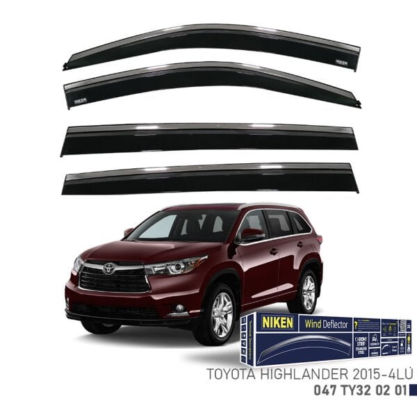 Toyota Highlander 2015- Kromlu Cam Rüzgarlığı 4’lü Set | Yan Cam Rüzgar Kesici Deflektör