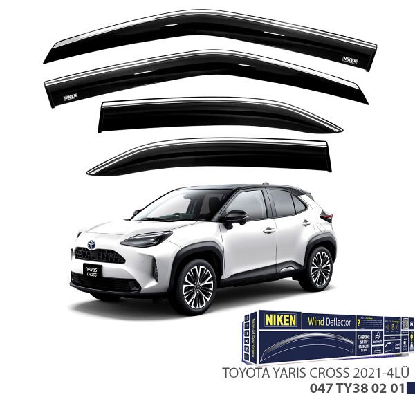 Toyota Yaris Cross 2021- Kromlu Cam Rüzgarlığı 4’lü Set | Yan Cam Rüzgar Kesici Deflektör