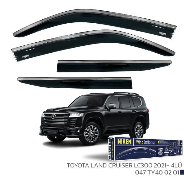 Toyota Land Cruiser LC300 2021- Kromlu Cam Rüzgarlığı 4’lü Set | Yan Cam Rüzgar Kesici Deflektör