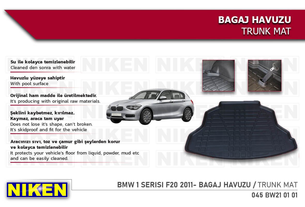 BMW 1 Serisi F20 2011- Bagaj Havuzu – Araca Özel Dayanıklı Koruma