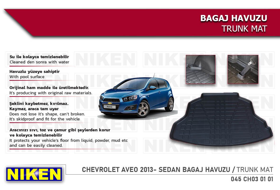 Chevrolet Aveo 2013- Sedan Bagaj Havuzu – Araca Özel Dayanıklı Koruma