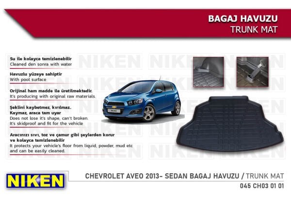 Chevrolet Aveo 2013- Sedan Bagaj Havuzu – Araca Özel Dayanıklı Koruma