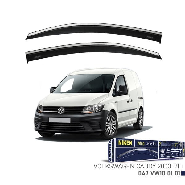 Volkswagen Caddy 2003- Kromlu Cam Rüzgarlığı 2’li Set | Yan Cam Rüzgar Kesici Deflektör