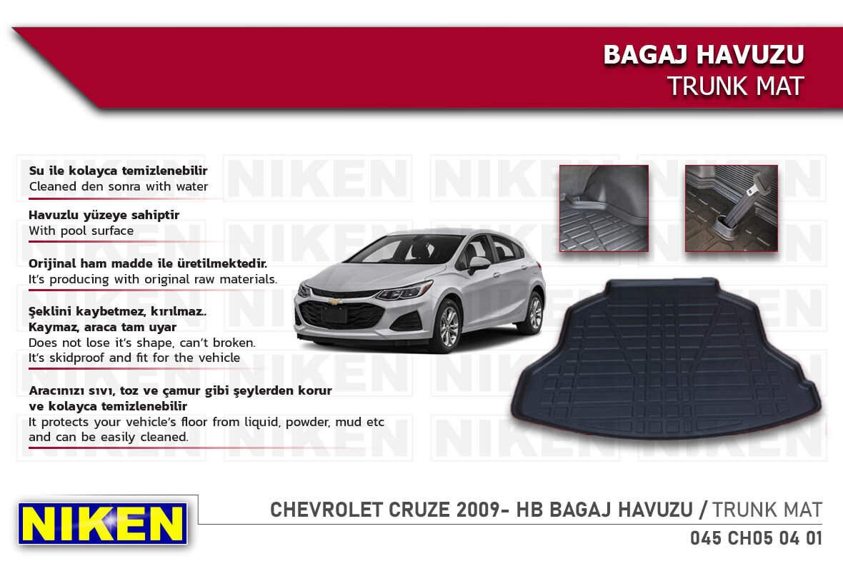 Chevrolet Cruze 2009- HB Bagaj Havuzu – Araca Özel Dayanıklı Koruma
