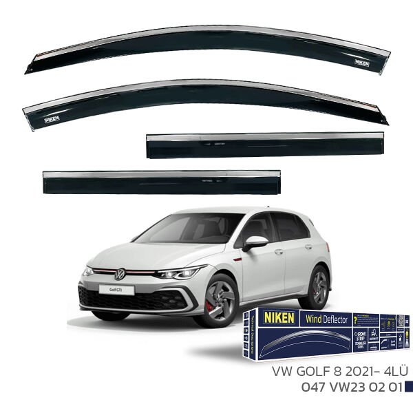 Volkswagen Golf 8 2021- Kromlu Cam Rüzgarlığı 4’lü Set | Yan Cam Rüzgar Kesici Deflektör