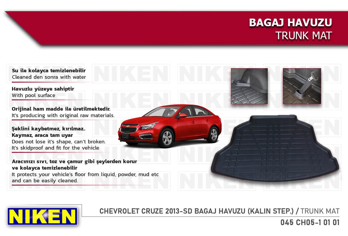 Chevrolet Cruze 2013- Sedan Bagaj Havuzu – Kalın Stepne Uyumlu, Araca Özel Koruma
